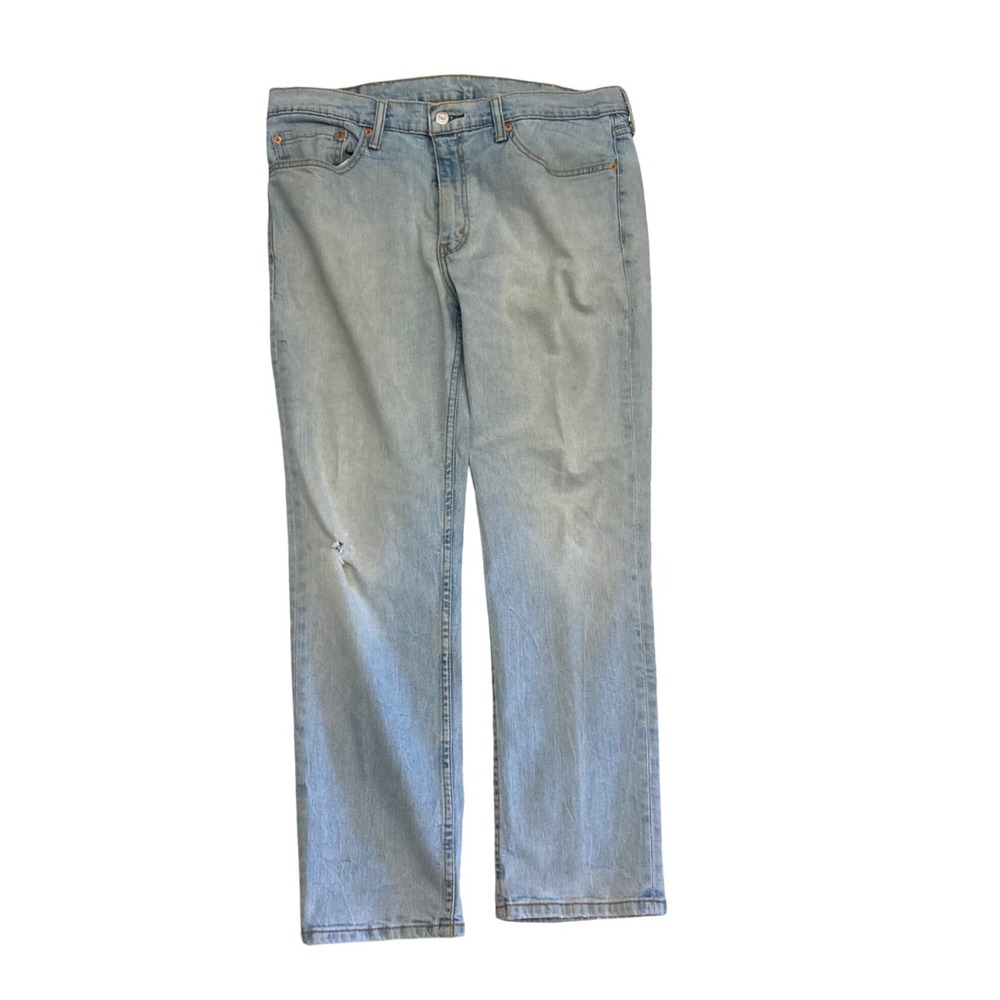 Levis 511 Slim Fit Jeans Mens 38x30 Light Wash Blue Denim Distressed 04511-1907